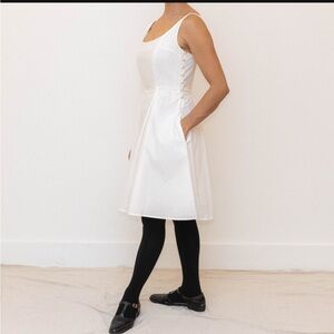 Salter House white cotton pinstripe dinner dress